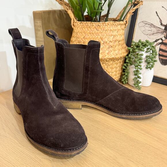 BOTTEGA VENETA Suede Chelsea Boots Mens SZ 42 US 9 Chocolate Brown Leather